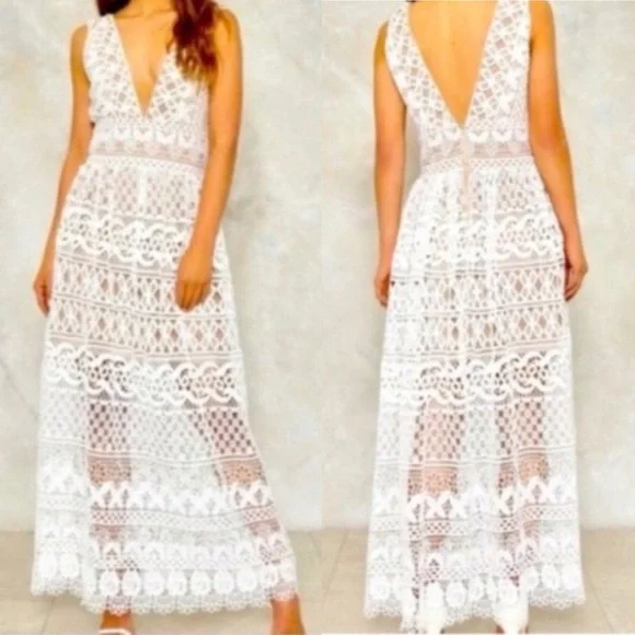 Nasty Gal | Dresses | White Lace Long Boho Dress New With Tags | Poshmark